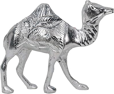 Aluminum decorative figurine with camel pattern of the Arab desert, silver color, 5 inch size, small animal figurine souvenir of Dubai ideal for decorating the living room, the desk and the table of the house.. DIAYTAR NIGERIA: Where shopping is affordable, selection is vast, and delivery is always reliable.