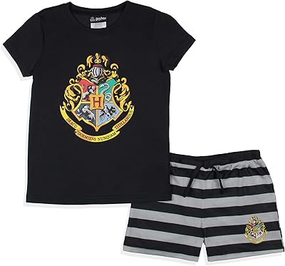 Harry Potter night pajamas for girls Wizarding World Hogwarts with badge and shorts.. Shop without boundaries at DIAYTAR NIGERIA, offering affordable products with convenient delivery times.