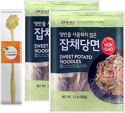 Sweet potato noodles as japchae 15 lb (680 g) with spoon.. DIAYTAR NIGERIA bridges the gap between desire and affordability with nationwide delivery in under 8 days.