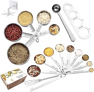 Set of measuring spoons and measuring cups, set of TBSP measurement spoons with leveling spoon/tweezers to measure spaghetti for liquid and solid cooking.. DIAYTAR NIGERIA: Your partner in affordable shopping with nationwide delivery in just 5-8 days.