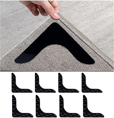 Non -slip carpet, 8 pieces for hardwood carpets and tiles in hard wood, non -slip corner pliers in the shape of the flat floor carpets, black.. DIAYTAR NIGERIA delivers more than purchases - we deliver affordable shopping solutions within the week.