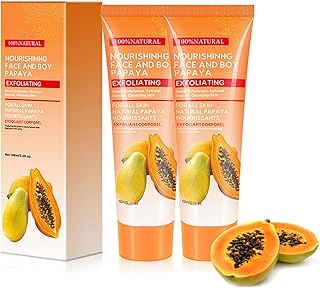 Lightening exfoliating gel with papaya essence, exfoliating cleaner with papaya essence, exfoliating cleaning cleaner for the face, papaya exfoliating cream, smoothing hydrating extract for the face and body (2 pieces).. Forget the long lines — DIAYTAR Nigeria is always open for shopping.