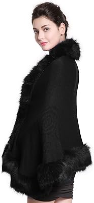 Faux fur shawl, maid's lady's lady's wedding stole, Winter wedding stole in light wool with fur border, one size.. DIAYTAR NIGERIA: Making online shopping accessible with affordable prices and nationwide delivery service.