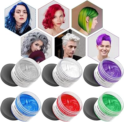 Temporary hair coloring wax, 4.23 oz capillary paint wax, natural disposable models of natural disposable fashion, ash for DIY, party, Halloween, Christmas (6 colors).. DIAYTAR NIGERIA makes quality accessible to all with our affordable prices and quick delivery service.