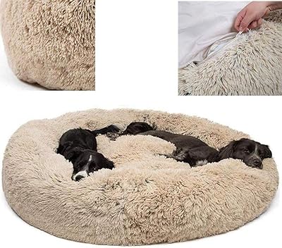 Dog bed, spans for domestic animal, kennel, cat cushion, marshmallow, large ultra soft plush bed, donut, round dog nest, machine washable and non -slip, soothing hot bed, beige, 70 cm.. From essentials to electronics, DIAYTAR Nigeria ships your order in no time.