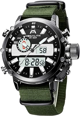 Military digital watches for men, tactical sports watch with large 45 mm dial, water resistant 5 ATM with alarm, chronometer, calendar, LED backlight, men's gifts, 6-green, standard for men.. Your everyday shopping destination, DIAYTAR NIGERIA offers unbeatable value with quick delivery times.