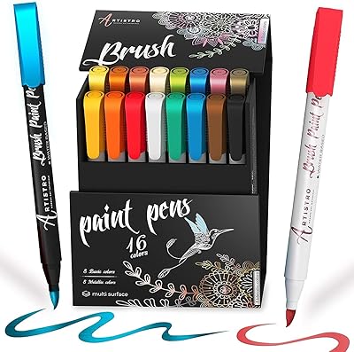 Acrylic paint markers with a brush point, 8 metal acrylic markers and 8 primary colors for stone paint, calligraphy, scrapbooking, brush lettering, cards manufacturing, drawing, black paper, DIY photo album.. DIAYTAR NIGERIA: Where every shopping need is met with affordable prices and timely delivery.