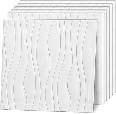 Lucite 3D Lucite wall panels to take off and glue, large fake brick pattern, wavy, sticker for interior wall decoration, living room, bedroom (20 rooms, white - wavy).. DIAYTAR NIGERIA brings online shopping to every Nigerian with affordable prices and reliable shipping.