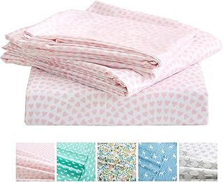 Children's bedroom set with pink heart cores for girls, soft microfiber, light and easy to wash (1 clothy sheet + 1 flat cloth + 1 pillowcase).. DIAYTAR NIGERIA: Where shopping dreams become reality with budget-friendly prices and prompt delivery.