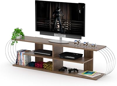 Modern TV furniture frame for living room, made in Türkiye (walnut-chrome).. Why waste time in traffic when you can shop online at DIAYTAR Nigeria? Enjoy convenience, unbeatable prices, and prompt delivery anywhere in Nigeria.