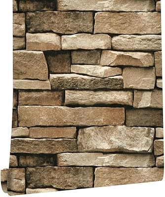 JL House Wallpaper Vinyl Sticker In Brown Stone Motif 45x500 cm for bedroom wall decoration.. Easy checkout, quick delivery — shop now on DIAYTAR Nigeria.