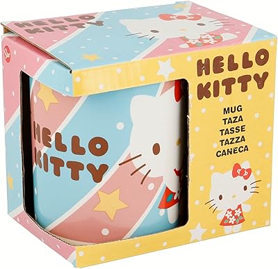 Disney Hello Kitty Puima ceramic cup, 325 ml, white/pink/blue.. DIAYTAR NIGERIA: Where shopping meets satisfaction with affordable prices and prompt delivery services.