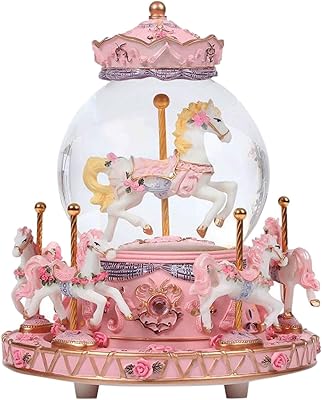 Circular music box in the shape of a snow horse, colorful CI, with light LED light, in the shape of a unicorn music box, the best birthday gift for children and girls - pink.. The future of Nigerian shopping is here — DIAYTAR Nigeria.