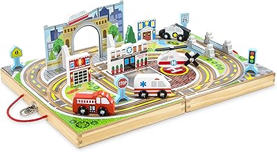 18 -piece Melissa & Doug wooden table set, 4 rescue vehicles, toy parts and a bridge.. DIAYTAR NIGERIA delivers happiness in 5-8 days with our affordable and diverse product range.