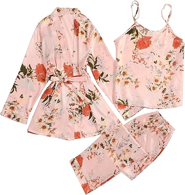 3 -room pajamas set, silk pajama sets for sexy women, sets of printed women's dresses, set of cardigan pants with spaghetti straps.. Shop without boundaries at DIAYTAR NIGERIA, offering affordable products with convenient delivery times.