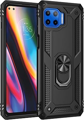 Motorcycle shell G5 g Plus/One 5G/One 5G UW with tempered glass screen protector, support ring, rigid hull in anti -shock, black silicone, black.. Experience retail therapy without the financial stress at DIAYTAR NIGERIA's affordable e-commerce platform.