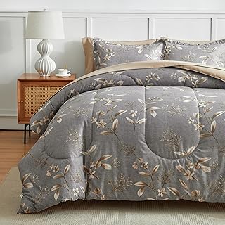 Aikasy Bed in a bag 7 pieces queen size - floral print - soft microfiber, reversible bed set (1 duvet, 2 pillowcases, 1 flat sheet, 1 sheet -housing, 2 pillowcases) (gray, queen).. Your budget-friendly online marketplace, DIAYTAR NIGERIA delivers a world of products in just 5-8 days.