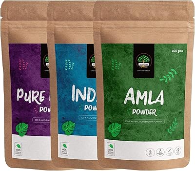 Green shaft amla powder, pure henna powder and indigo powder (100 g each), natural hair coloring.. No hidden costs, no long delays — just DIAYTAR Nigeria convenience.