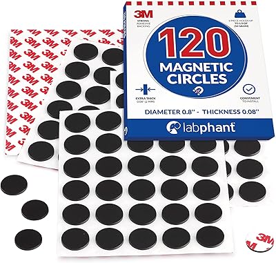 Magnetic circles, 120 magnetic circles (0.8 "in diameter x 0.2 cm) on 4 adhesive tape sheets, with powerful 3M adhesive support. Perfect for personal use, artistic projects, white tables and the organization of the refrigerator... Be part of Nigeria’s most trusted online shopping experience — DIAYTAR Nigeria.