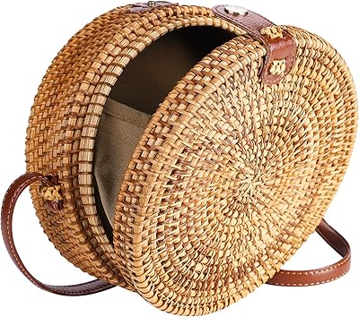 Rattan round bag - handmade straw beach bag - two bags with shoulder shoulder.. Shop electronics, clothes, and everything in between on DIAYTAR Nigeria.