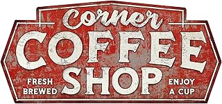 OPEN Road Brands Corner Coffee Shop metal panel - Large classic wall decoration for dining room, kitchen or café -bar.. Embrace the convenience of DIAYTAR NIGERIA with thousands of products at your fingertips, delivered nationwide.