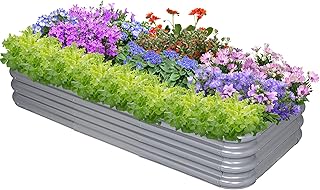 Set of raised Galvanized Sunny Glade Galvanized Garden Garden, Roomable Metal Garden Pot for the cultivation of vegetables, fruits and flowers (4.4 x 2 x 0.8 feet).. DIAYTAR NIGERIA makes online shopping accessible to all with budget-friendly prices and reliable delivery.
