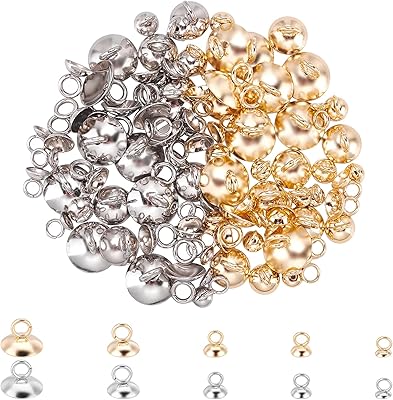 Unicraftal approximately 100 pieces 5 sizes of pendant in stainless steel, deposit pendant, two colors, round clasp, hanging charms, pearl connectors for the manufacture of jewelry to make yourself.. Discover shopping made effortless with DIAYTAR NIGERIA's comprehensive platform and quick shipping.