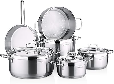 Korkmaz Alpha Plus Koscus kitchen battery made up of 10 pieces | In granite and pans.. Embrace the convenience of DIAYTAR NIGERIA with thousands of products at your fingertips, delivered nationwide.