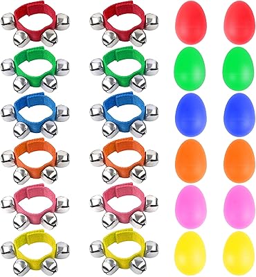 Oogshi 24 pieces of music instruments for children package of 12 egg and bells shakers.. Shop with confidence at DIAYTAR NIGERIA, enjoying competitive prices and delivery within 8 days.
