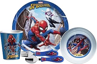 Zach! Set of 5 -piece Marvel Spider -Man covers - durable plastic and stainless steel - includes a cup, an 8 -inch plate, a 6 -inch bowl, a fork and a spoon - is suitable for children 3 years old and more.. Shop smarter, not harder with DIAYTAR NIGERIA - thousands of products at your fingertips with affordable delivery.