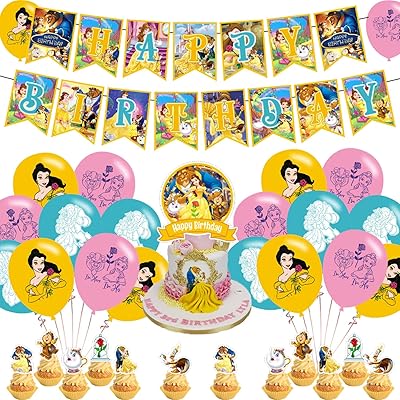 Birthday party decorations The Beauty and the Beast, Beautiful themed party supplies for children and adults with banner of happy birthday and balloons for cupcake decorations on the theme of the princess.. Nigeria's favorite online shopping platform, DIAYTAR offers unbeatable prices and delivery within a week.