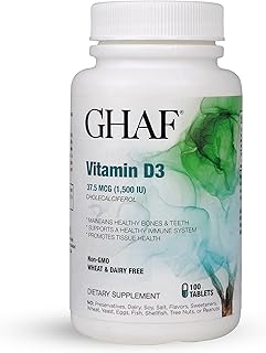 Vitamin D3 dry (1500 IU), maintains healthy bones and teeth, GMO -free, wheat or dairy products, 100 tablets.. Shop smarter with DIAYTAR NIGERIA's vast product range and budget-friendly delivery within the week.