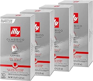 Café Illy Lungo Classico, classic roasting (average roasting) (40 capsules per lot, compatible with Nespresso Original System coffee machines).. DIAYTAR NIGERIA: Where every shopping need is met with affordable prices and reliable 5-8 day delivery.