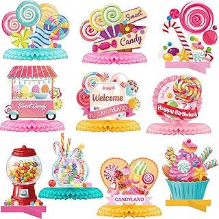 10 pieces of Candyland party decorations, Candyland table centers, Candyland table decorations in honeycomb for birthday party, prenatal festive decorations and party supplies.. DIAYTAR NIGERIA: Your one-stop e-commerce destination with affordable prices and nationwide delivery in 5-8 days.