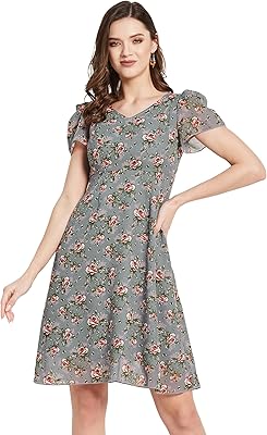 Decreeed dress in Georgette Knee length for women (MOSS23D31-32-171).. DIAYTAR NIGERIA: Connecting Nigerians with affordable products through our expansive e-commerce platform.