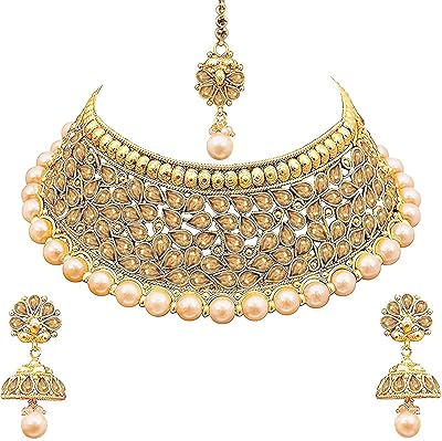 Set of traditional Indian earrings Ahil Bollywood fashion jewelry set for women.. Order today, receive this week — shopping with DIAYTAR Nigeria is that simple.