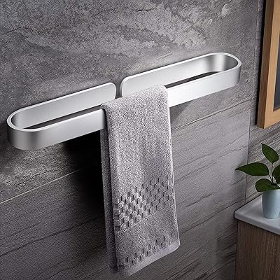 Towel holder with hook and loop, silver, size 40 cm, attaches to the bathroom towel carrier, without drilling on the wall-silver.. Home to endless choices and pocket-friendly prices — DIAYTAR Nigeria.
