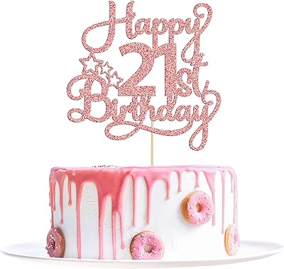 1 Joyful Cake Decoration Piece 21st Birthday, Choice of 21st birthday Cakes with Pink gold glitter to celebrate the 21st anniversary cake decoration supplies.. DIAYTAR NIGERIA transforms dreams into deliveries with our affordable prices and 5-8 day shipping.