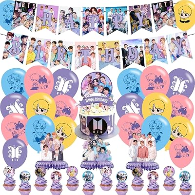 SAULADI BTS festive decorations, BTS BANGTAN Boy birthday party supplies, includes a banner - a cake decoration - 12 decorations for cupcakes - 20 balloons - 3 table centers from the Bangtan Boy group.. Nigeria's most diverse e-commerce platform delivers quality and affordability to your doorstep in 5-8 days.