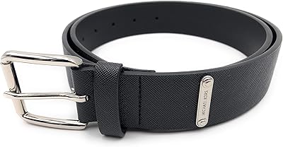 Modern belt for women in imitation leather with MK design with square loop, black.. Experience the future of online shopping with DIAYTAR NIGERIA's extensive product range and competitive pricing.
