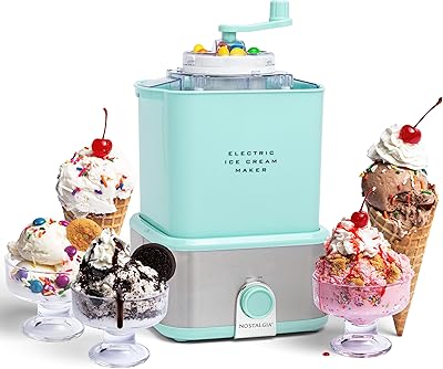 Nostalgia electric ice machine - The old -fashioned soft ice cream machine allows you to prepare iced yogurt or ice cream in a few minutes - fun kitchen - Modern style - Aqua - 2 liters.. Shop smart with DIAYTAR NIGERIA, offering a vast product range delivered to your doorstep within a week.