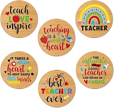 A appreciation gift for teacher, 6 bamboo wooden layouts for teacher, coffee cup with inspired quotes, cup mats, Christmas gifts, end of the year, back-to-school, Valentine's Day, Thanksgiving Week for Teacher.. Nigeria's favorite online shopping platform, DIAYTAR offers unbeatable prices and delivery within a week.