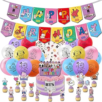 BTS birthday party supplies for the army 1 BTS BANNIER 21 BTS balloons 15 BTS Cake Decorations 6 Leafs of BTS Tattooing Stickers 2 Ribons of Balloon Balloon.. Experience the ease of modern shopping with DIAYTAR NIGERIA's comprehensive platform and quick delivery.