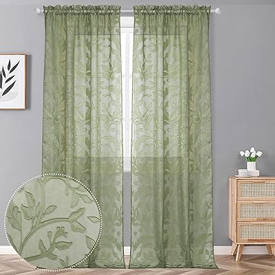 Owenie Jonna Set of 2 transparent panels 274 cm long, semi-transparent jacquard with tilt pass, soft and solid veil curtains, window treatments with light filter for the living room, sage, 101.6 cm wide x 274.3 cm long.. Discover why millions choose DIAYTAR for affordable online shopping with delivery in just 5-8 days.