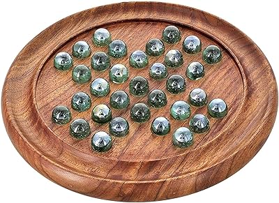 Iplay wooden solitary game with glass balls - Solitaire board game - Gifts for children and adults (Brown_1).. Nigeria shops with DIAYTAR — wide selection, fast shipping, and great value.