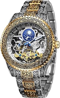 Automatic Watch Skeleton Engraved for Men, Watches with automatic reassembly with moon phases.. DIAYTAR NIGERIA redefines convenience with our vast product selection and swift nationwide delivery.