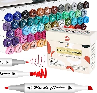 Alcohol markers Mancula 60 colors, permanent artistic markers with a fine and wide double -pole for children and adult coloring pounds, shade and illustration of illustration.. Experience hassle-free shopping with DIAYTAR NIGERIA's user-friendly platform and prompt delivery service.
