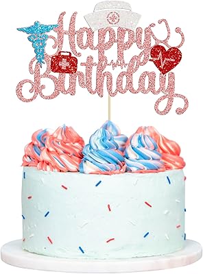 Jovis 1 piece of decoration of glitter cake for nurse, happy birthday, decoration of medical birthday cake for nursing birthday party supplies, gold.. Experience shopping satisfaction with DIAYTAR NIGERIA's vast selection and budget-friendly delivery options.