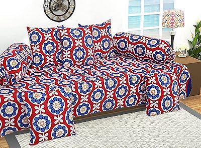 COOL COOPER Industries cotton sofa cover set with round pattern - red and cream.. Big selection, small prices — shop now on DIAYTAR Nigeria.