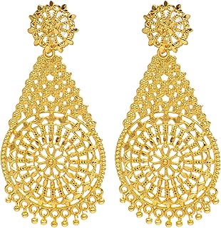 Long earrings of traditional Indian chandelier gold plated for women (sje_11), brass, cubic zirconies, brass, cubic zirconia.. DIAYTAR NIGERIA stands as your affordable shopping ally with nationwide delivery in just 5-8 days.